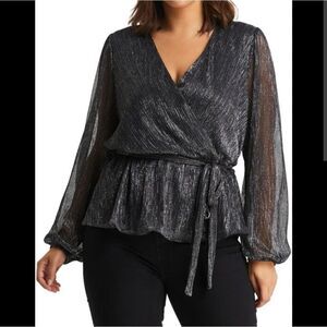 NWT BloomChic black wrap Boho top  14/ 1X